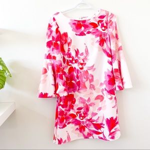 Eliza J Pink Floral Bell Sleeve Dress